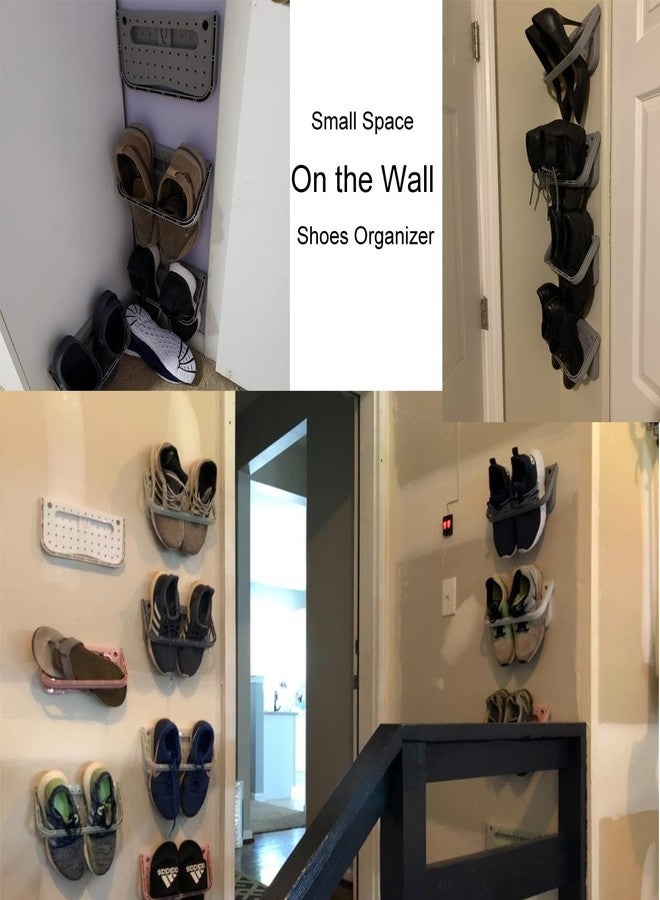 Laugh Cat 4 Pack Hanging Plastic Shoe Rack Wall Mount Creative Folding Organizer Camper Shoes Storage Shelf Adhesive Shoe Holder For Door - Image 2