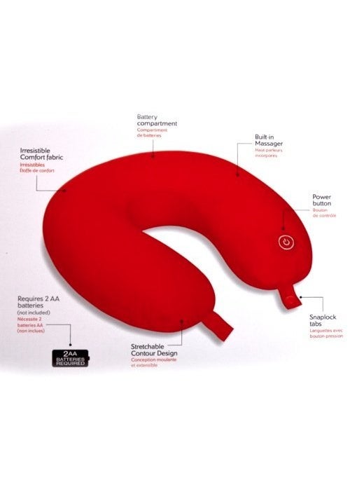 Styleys Styleys Travel Neck Pillow with Vibrating Neck Massager | U Shaped Micro Fiber Soft Cushions Pillow for Travel in Car,Bus,Train,Flight (Red)  - Image 2