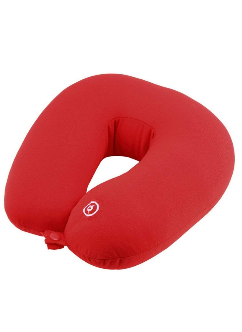 Styleys Styleys Travel Neck Pillow with Vibrating Neck Massager | U Shaped Micro Fiber Soft Cushions Pillow for Travel in Car,Bus,Train,Flight (Red)  - Image 1