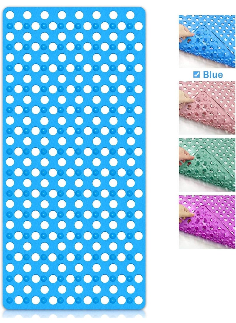 GETKO WITH DEVICE - GETKO WITH DEVICE Anti-Slip Non- Slip Vinyl Floor Mat with Suction Cups and Drainage Holes for Kitchen, Toilet and Bathroom (Blue, 40 X 70 cm) - Image 1