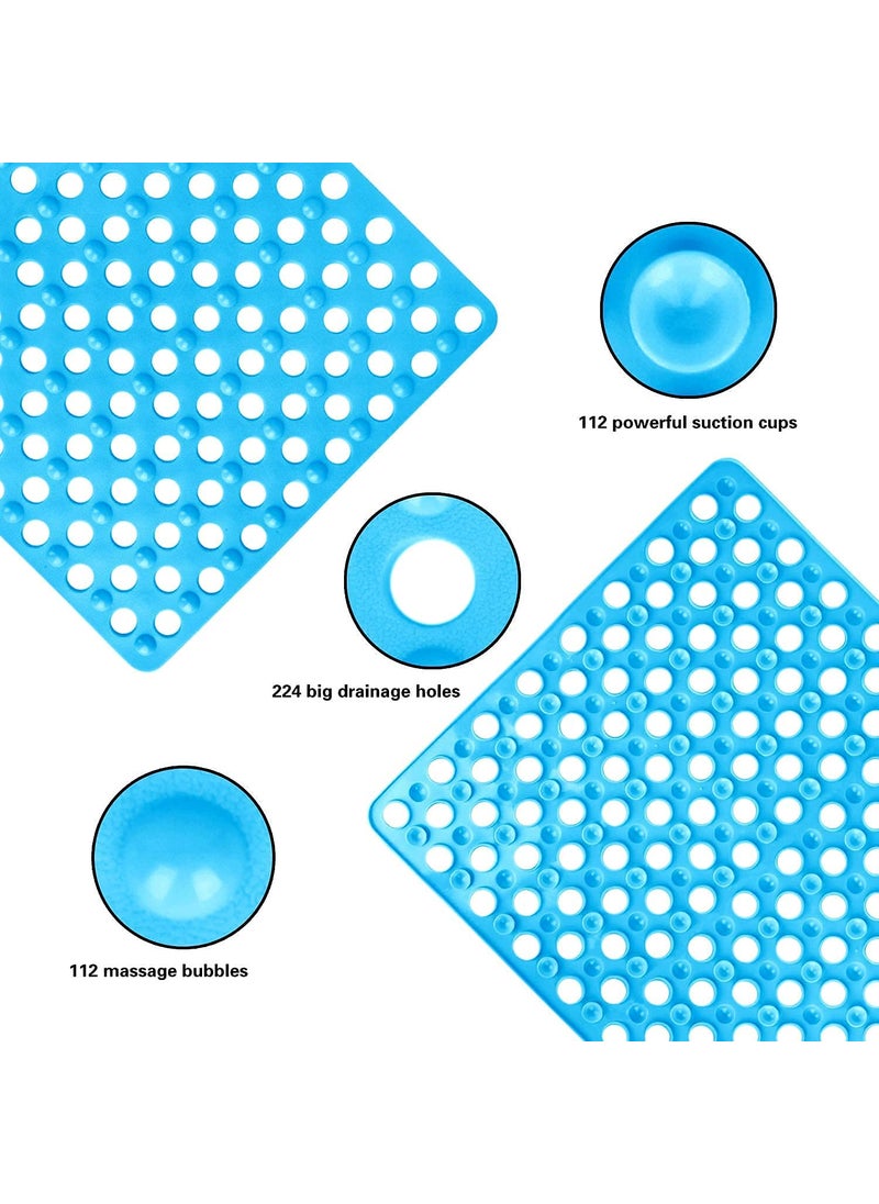 GETKO WITH DEVICE - GETKO WITH DEVICE Anti-Slip Non- Slip Vinyl Floor Mat with Suction Cups and Drainage Holes for Kitchen, Toilet and Bathroom (Blue, 40 X 70 cm) - Image 1