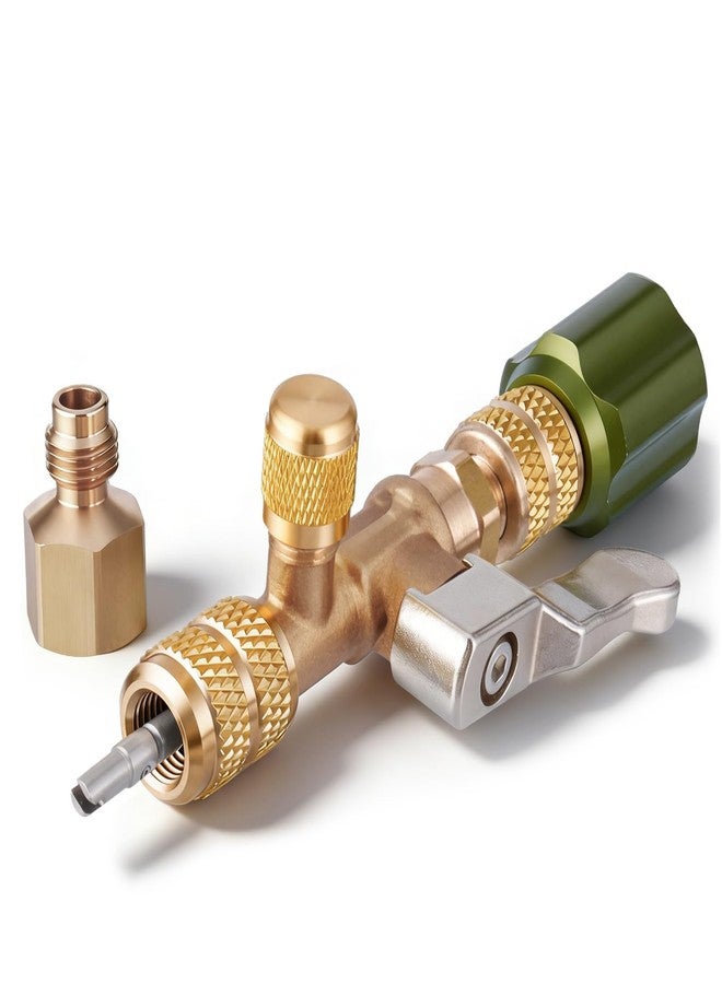 Hongsen Hong Sen Valve Core Removal Tool for HVAC HS-1430, AC Schrader Valve Tool with Dual Size SAE 1/4 and 5/16 Port Brass Adapter Compatible with R22 R12 R410 R32 R404 R407 R507 - Image 1