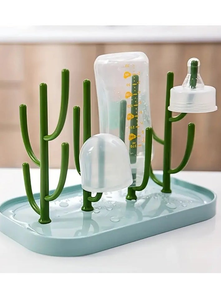 Little tots Baby Tree-shaped Milk Bottle Drain Rack, Dust-proof Milk Bottle Holder, Cup Drain Rack Easte Blue Color  - Image 2