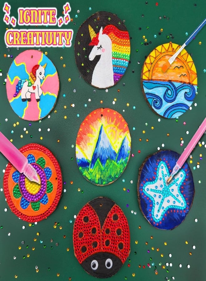 Zeemey Kids Wooden Painting Kit-Glow in The Dark-Arts & Crafts Gifts for Boys Girls Ages 5-12-Wood Slice Craft Activities Kits - Creative Art Toys for 5, 6, 7, 8, 9, 10, 11 & 12 Year Old Kids  - Image 2
