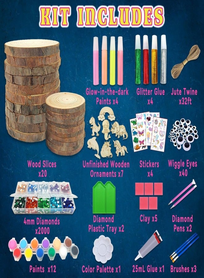 Zeemey Kids Wooden Painting Kit-Glow in The Dark-Arts & Crafts Gifts for Boys Girls Ages 5-12-Wood Slice Craft Activities Kits - Creative Art Toys for 5, 6, 7, 8, 9, 10, 11 & 12 Year Old Kids  - Image 4