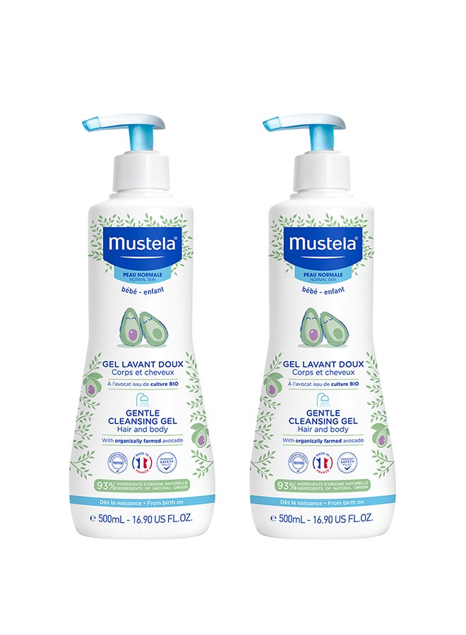 Mustela Pack Of 2 Gentle Baby Cleansing Gel, 500ml - Image 1
