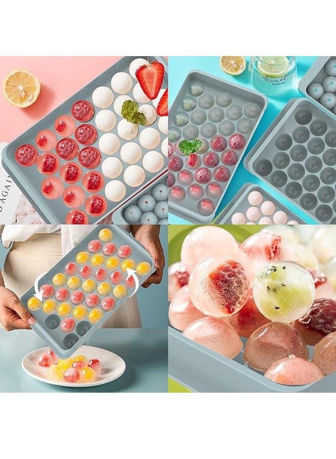 NIBEMINENT Ice Cube Tray with Lid & Bin, Ice Ball Maker Mold for Freezer with Container Ice Trays Making Sphere Ice Chilling Cocktail Coffee (2 Blue Trays 1 Ice Bucket & Scoop)  - Image 4