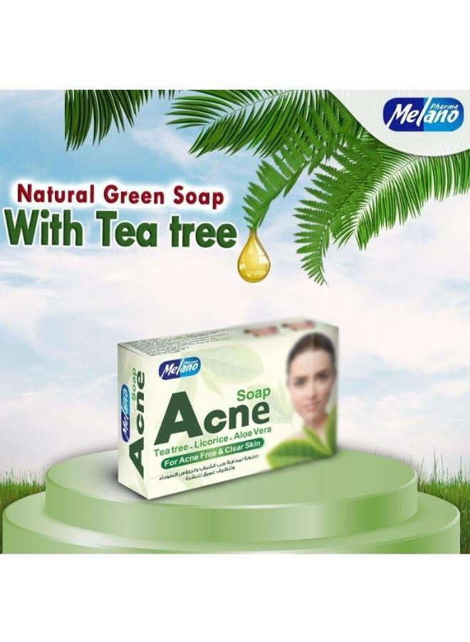 Melano Pharma Acne Soap with Tea Tree, Licorice, Aloe Vera For Acne Free & Clear Skin 100gr - Image 2