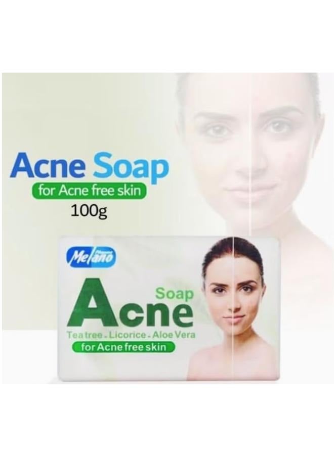 Melano Pharma Acne Soap with Tea Tree, Licorice, Aloe Vera For Acne Free & Clear Skin 100gr - Image 3