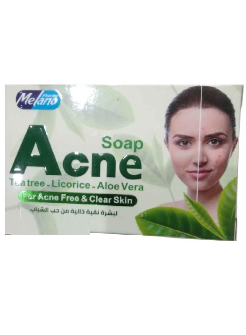 Melano Pharma Acne Soap with Tea Tree, Licorice, Aloe Vera For Acne Free & Clear Skin 100gr - Image 1