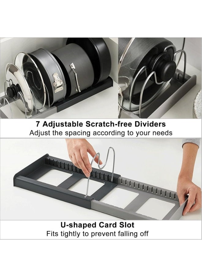Generic - Adjustable Pan Lid Holder with 7 Adjustable Compartments Pot and Pan Lid Organiser Rack Holder Expandable Tray Bakeware Storage Rack Dish Drying Rack Kitchen Cupboard Drawer Organiser - Image 1