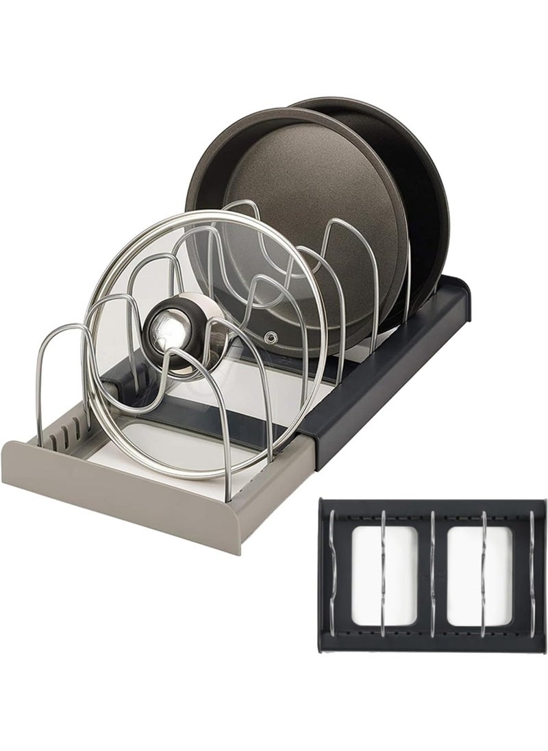 Generic - Adjustable Pan Lid Holder with 7 Adjustable Compartments Pot and Pan Lid Organiser Rack Holder Expandable Tray Bakeware Storage Rack Dish Drying Rack Kitchen Cupboard Drawer Organiser - Image 1