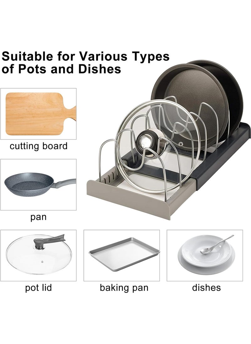 Generic - Adjustable Pan Lid Holder with 7 Adjustable Compartments Pot and Pan Lid Organiser Rack Holder Expandable Tray Bakeware Storage Rack Dish Drying Rack Kitchen Cupboard Drawer Organiser - Image 1