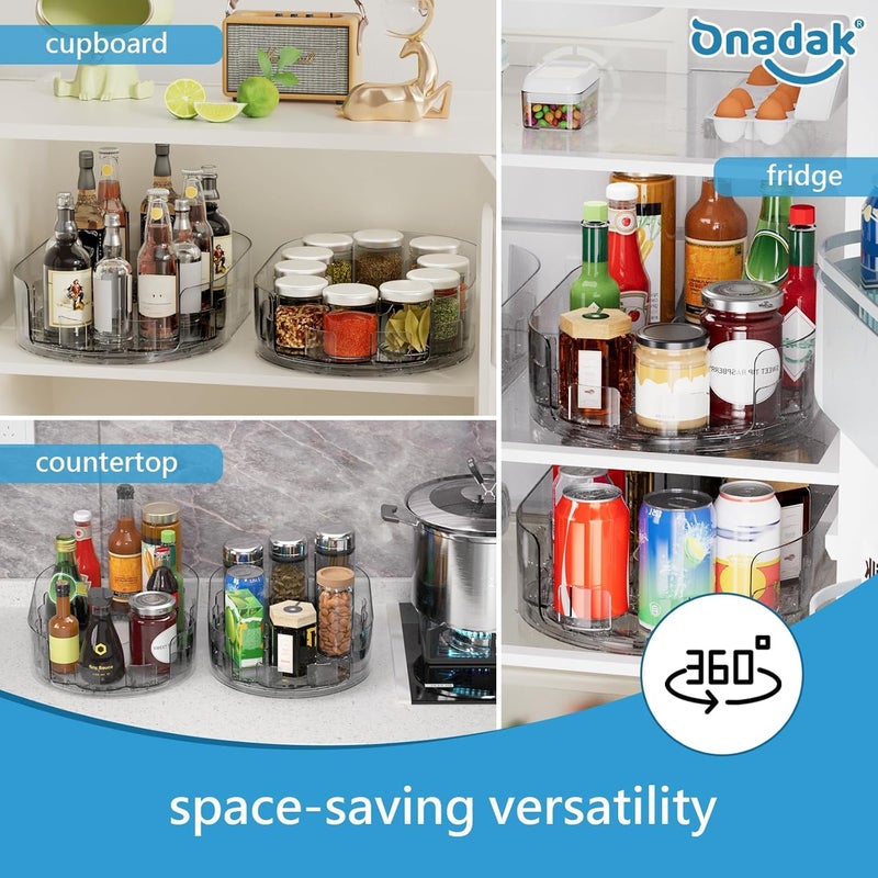Onadak 360Â° Rotating Lazy Susan for Refrigerator, 13.5''x8.5'' Clear Lazy Susan Turntable for Refrigerator Organizers and Storage, Kitchen, Table Top, Cabinet, Pantry, Countertop - Image 3