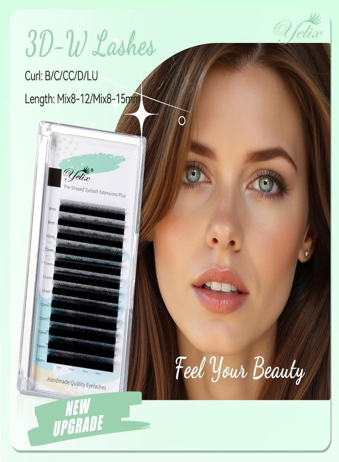 YELIX Narrow 3D W Lash Extensions 8-15mm Mixed Length, Small Spacing 3D Clover Lashes,Natural Fluffy Look Soft Wispy individual lashes Easy Fanning YY False Lashes for Salon (8-12mm mix, C Curl) - Image 5