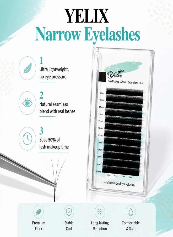 YELIX Narrow 3D W Lash Extensions 8-15mm Mixed Length, Small Spacing 3D Clover Lashes,Natural Fluffy Look Soft Wispy individual lashes Easy Fanning YY False Lashes for Salon (8-12mm mix, C Curl) - Image 2