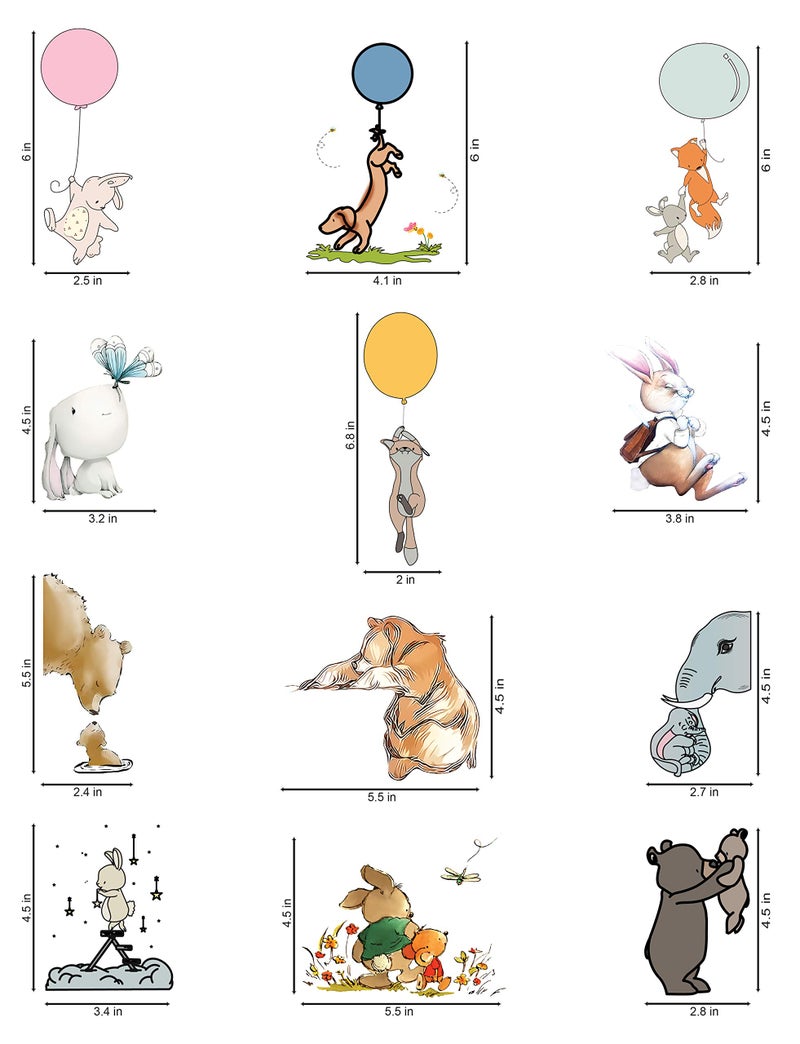 WallDesign Vinyl Cute Animals Switchboard Sticker - Set Of 12 (Multicolorself-Adhesive, Wall, 432 Mm) - Image 2