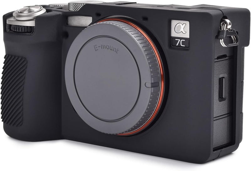 Rieibi حافظة كاميرا Rieibi Alpha 7C II حافظة واقية من السيليكون الناعم لكاميرا Sony A7C II حافظة كاميرا Alpha 7C II الرقمية غلاف سيليكون مضاد للخدش خفيف الوزن حافظة Sony A7C II باللون الأسود - Image 1
