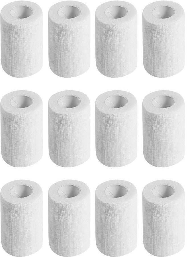 A-TAPE Cohesive Bandage Breathable Self Adhesive Wrap for Humans & Pets, Athletic Sports Vet Wrap for Wrist, Ankle & Injury Support, Non-Woven First Aid, White 4.5m x 5cm Pack of 12 - Image 1