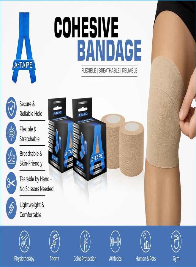 A-TAPE Cohesive Bandage Breathable Self Adhesive Wrap for Humans & Pets, Athletic Sports Vet Wrap for Wrist, Ankle & Injury Support, Non-Woven First Aid, White 4.5m x 5cm Pack of 12 - Image 5