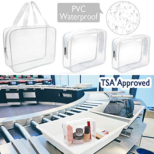 APREUTY Clear Makeup Bags, TSA Approved 6Pcs Cosmetic Makeup Bags Set Clear PVC with Zipper Handle Portable Travel Luggage Pouch Airport Airline Organization (White) - Image 4