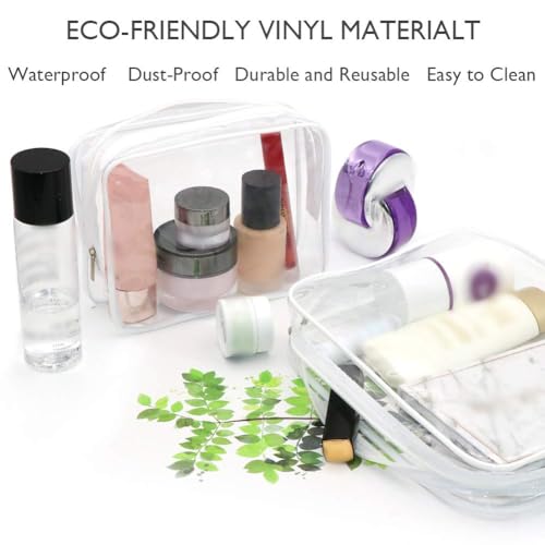 APREUTY Clear Makeup Bags, TSA Approved 6Pcs Cosmetic Makeup Bags Set Clear PVC with Zipper Handle Portable Travel Luggage Pouch Airport Airline Organization (White) - Image 3