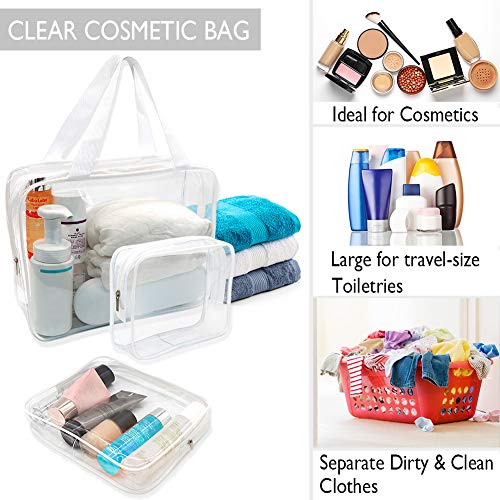 APREUTY Clear Makeup Bags, TSA Approved 6Pcs Cosmetic Makeup Bags Set Clear PVC with Zipper Handle Portable Travel Luggage Pouch Airport Airline Organization (White) - Image 2