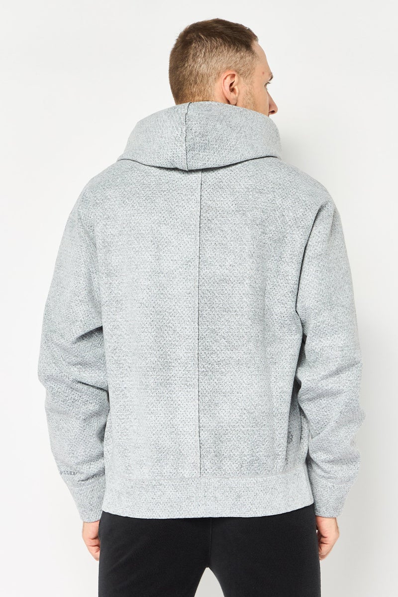 Nike هودي خارجي للرجال بأكمام طويلة ومقاس واسع، رمادي - Image 3