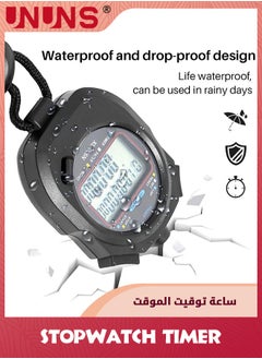 UNUNS Stopwatch Timer,Digital Sports Stopwatch Timer,Digital Handheld Timer,Countdown Timer And Stopwatch Record 10 Memories Lap Split Time,Alarm Function For Fitness Coaches And Referees  - Image 4