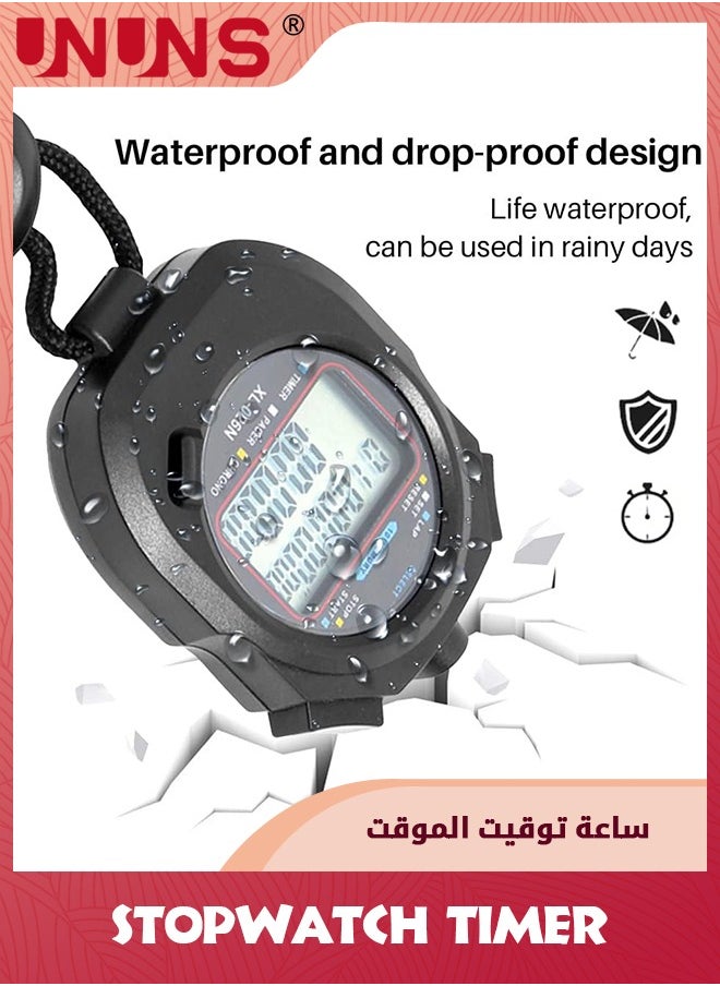 UNUNS - Stopwatch Timer,Digital Sports Stopwatch Timer,Digital Handheld Timer,Countdown Timer And Stopwatch Record 10 Memories Lap Split Time,Alarm Function For Fitness Coaches And Referees - Image 1