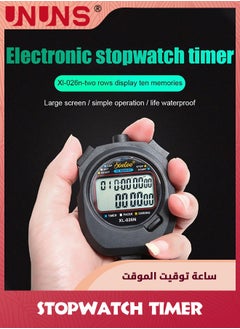 UNUNS Stopwatch Timer,Digital Sports Stopwatch Timer,Digital Handheld Timer,Countdown Timer And Stopwatch Record 10 Memories Lap Split Time,Alarm Function For Fitness Coaches And Referees  - Image 2