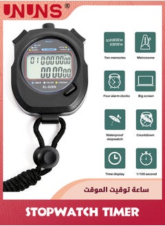 UNUNS Stopwatch Timer,Digital Sports Stopwatch Timer,Digital Handheld Timer,Countdown Timer And Stopwatch Record 10 Memories Lap Split Time,Alarm Function For Fitness Coaches And Referees  - Image 3