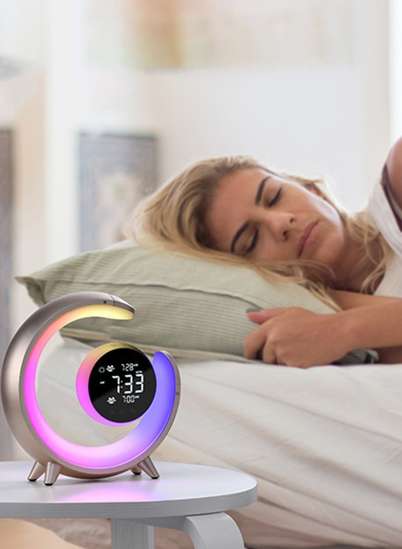 Sharpdo RGB Smart Alarm Clock with Perpetual Calendar HD Display and Touch Controls Multi-Color LED Ambient Light Wake Up Light Dual Alarm Feature High Quality Speaker Natural Sounds for a Cozy Experience - Image 5