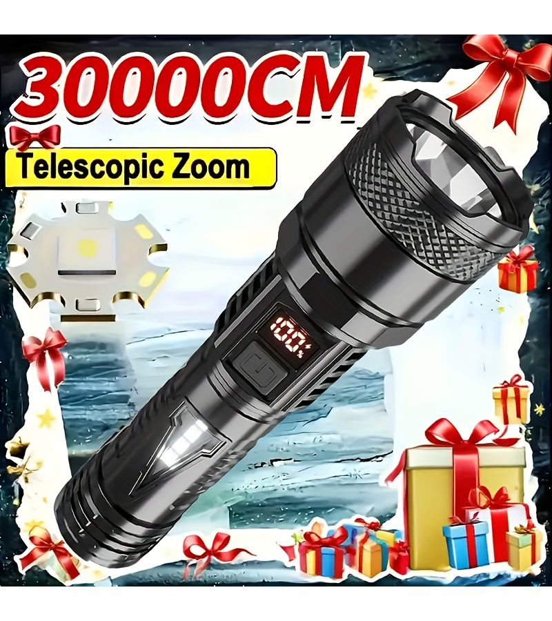 1 Pack Rechargeable LED Flashlight High Power Spotlight Super Bright Handheld Light USB Fast Charging 4 Modes Built In Battery For Home Outdoor Emergency - Image 1