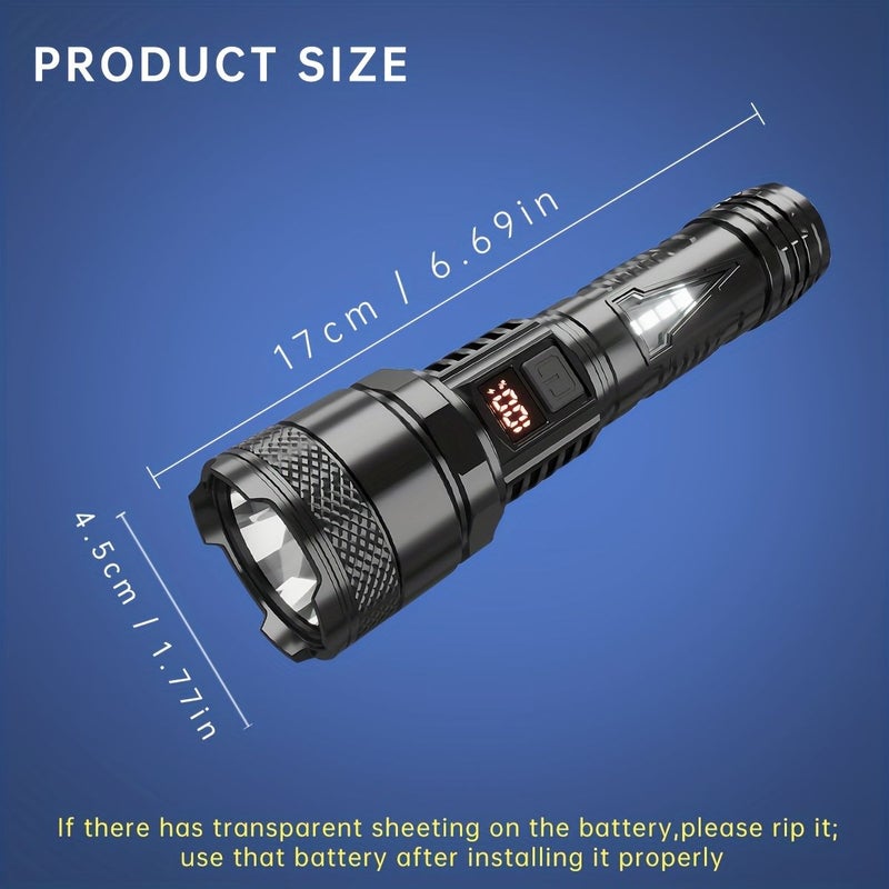 1 Pack Rechargeable LED Flashlight High Power Spotlight Super Bright Handheld Light USB Fast Charging 4 Modes Built In Battery For Home Outdoor Emergency - Image 3