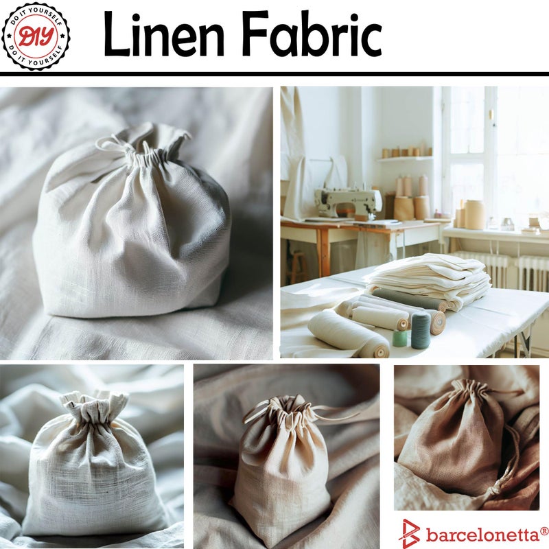 Barcelonetta | Linen Fabric | Natural Linen Cloth | Embroidery, Sewing | Soft, Breathable | 55" Wide | 70% Linen, 30% Rayon | Hemp, Jute, Needlework, Lining (Natural, 1 Yard) - Image 3