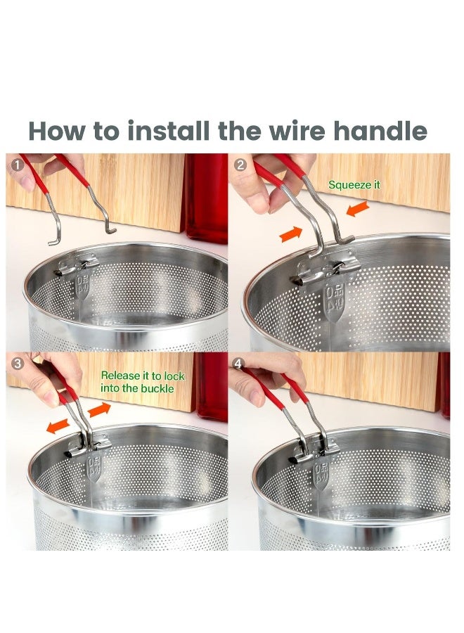 Deep Fryer Basket Round Stainless Steel Frying Basket with Long and Foldable Heat Resistant Silicone Handle for Frying French Fries Chickens Boiling Pasta Potatoes  - Image 4