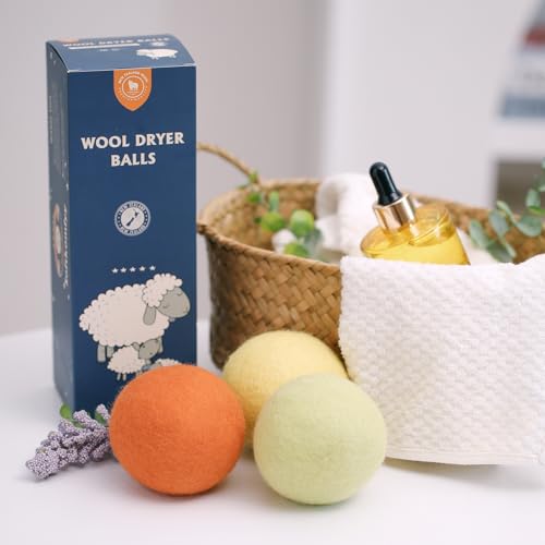 Softkomfyy Wool Dryer Balls Handmade 3 Pack XLOrganic Laundry Dryer Balls100 New Zealand Wool Natural Fabric SoftenerReusable 1000 LoadsWrinkles Free Shorten Drying TimeBaby Safe 3 PackWinter Sunshine - Image 5