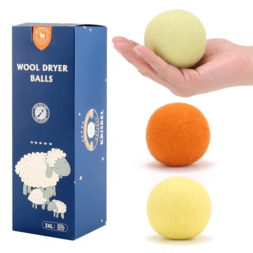Softkomfyy Wool Dryer Balls Handmade 3 Pack XLOrganic Laundry Dryer Balls100 New Zealand Wool Natural Fabric SoftenerReusable 1000 LoadsWrinkles Free Shorten Drying TimeBaby Safe 3 PackWinter Sunshine - Image 2
