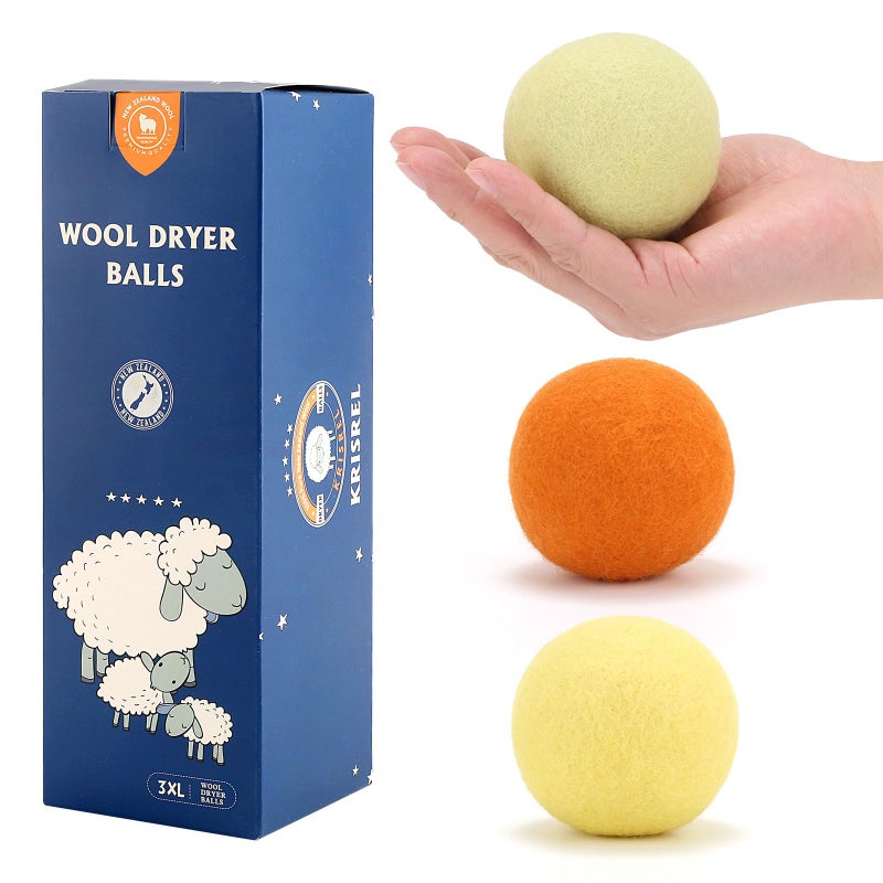 Softkomfyy Wool Dryer Balls Handmade 3 Pack XLOrganic Laundry Dryer Balls100 New Zealand Wool Natural Fabric SoftenerReusable 1000 LoadsWrinkles Free Shorten Drying TimeBaby Safe 3 PackWinter Sunshine - Image 3
