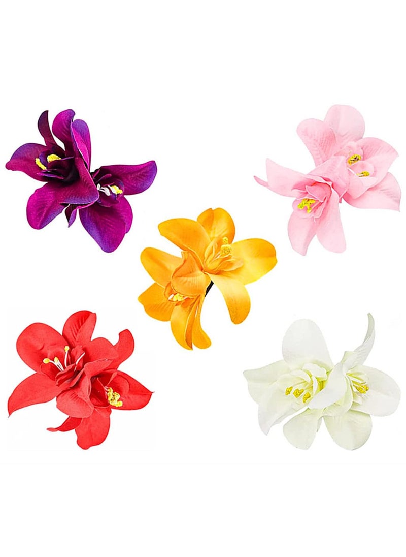 ALIMITOPIA ALIMITOPIA Flower Hair Clip Bohemia Hawaiian Fabric Artificial Orchid Flower Hairpin Barrette Headdress Bobby Pins Headwear Hair Accessories35 inches5pcs 