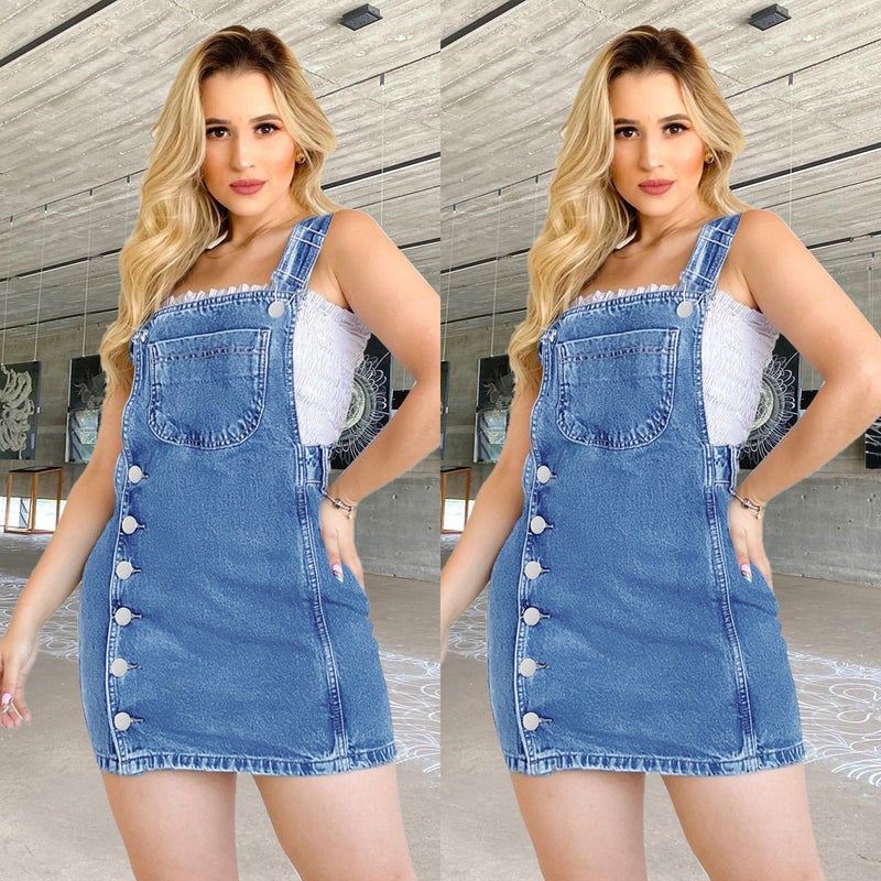 New Wish Women'S Clothing Slim-Fit Strap Breasted Denim Dress - Image 2