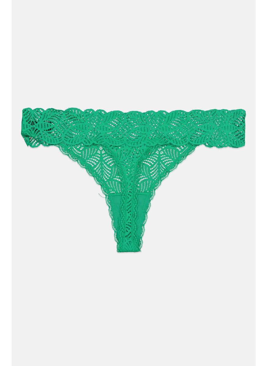UNDIZ - Women Laced Pull On Panty, Green - Image 1