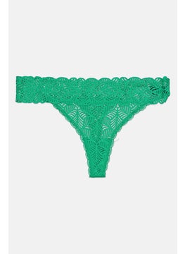 Women Laced Pull On Panty, Green