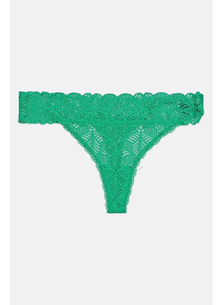 UNDIZ - Women Laced Pull On Panty, Green - Image 1