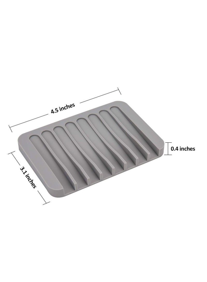 Y&D 2PCS Grey Soap Holders, Premium Silicone Bamboo Dish, Self Draining Dishes Saver for Shower, Bar Soap, Bathroom, Kitchen Sink, Bath tub, Sponge, Easy Clean, Extend Life  - Image 5