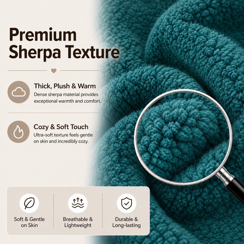Reafort Ultra Soft Sherpa Euro Sham Pillow Cover 26" x 26", Plush Fluffy Decorative Cushion Cover with Zipper Closure, Cozy Faux Fur Throw Pillow Case (Evergreen, 26"x26" Euro Sham) - Image 3