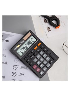 Deli Deli EM01320 Desktop Calculator | 12 Digits | Solar & LR54 Battery Powered | 120-Step Check | Black | Ideal for Office & School Use (1PCS/Color Box)  - Image 3
