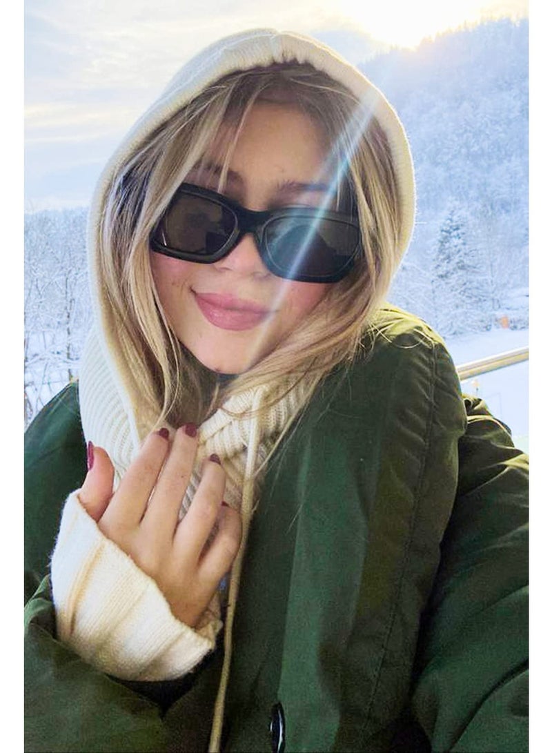 KASTWAVE Winter Hats Balaclava Knit Beanie with Adjustable Drawstring Warm Hooded Scarf Skull Cap - One Size(Black) - Image 4