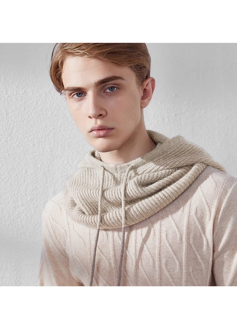 KASTWAVE Winter Hats Balaclava Knit Beanie with Adjustable Drawstring Warm Hooded Scarf Skull Cap - One Size(Black) - Image 3